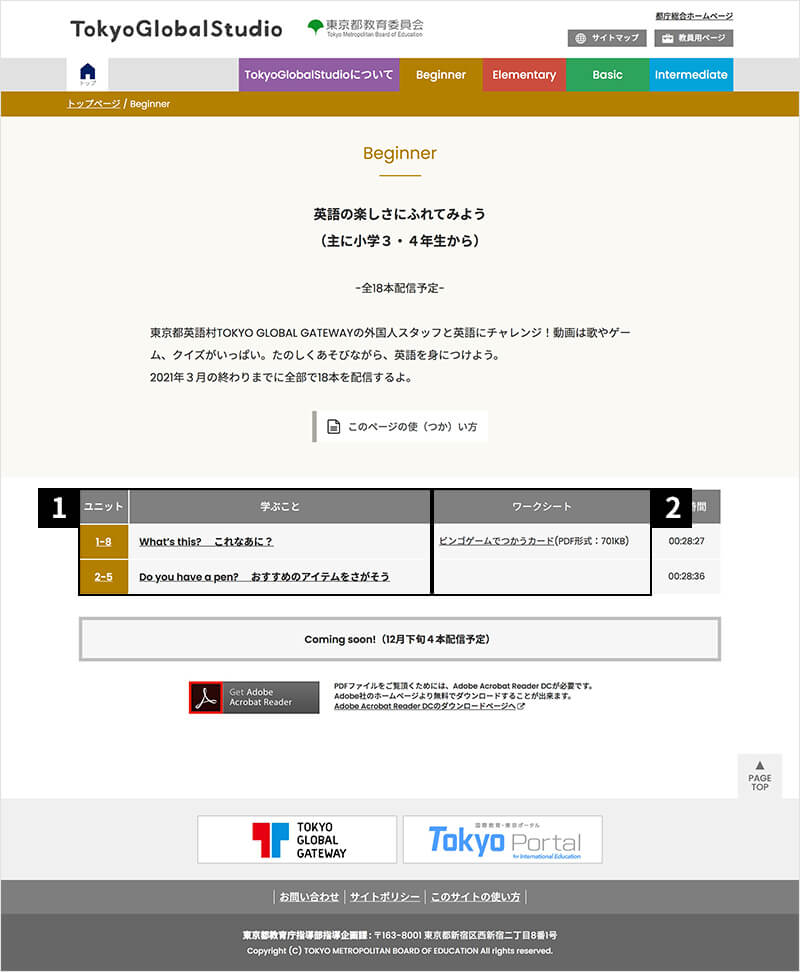 Beginnerリスト画面